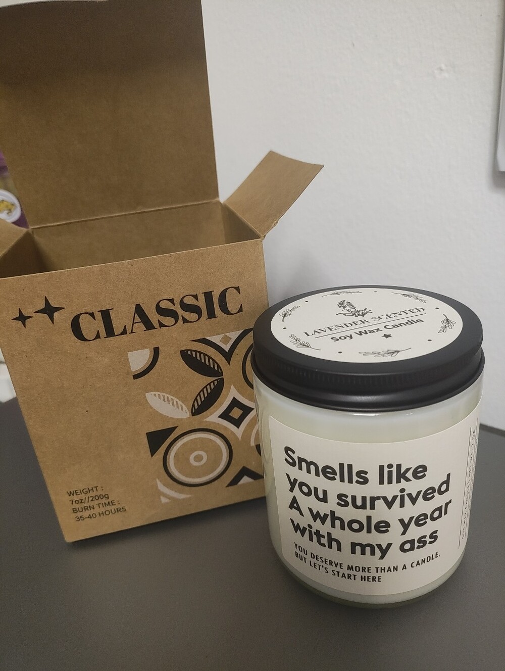 Lavender-Scented Soy Wax Candle - White